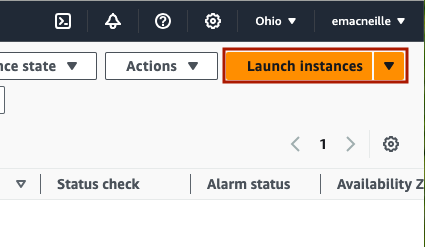 Button to launch a new ec2 instance within the AWS console